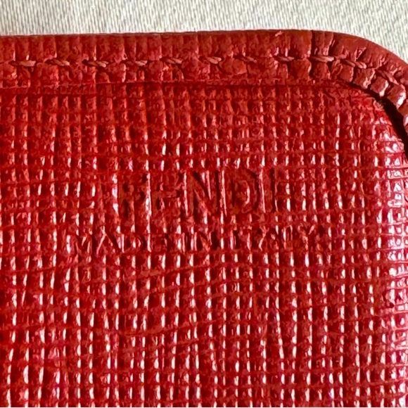 Fendi Roma Flowerland Continental Red Leather Wallet EUC - Picture 7 of 12
